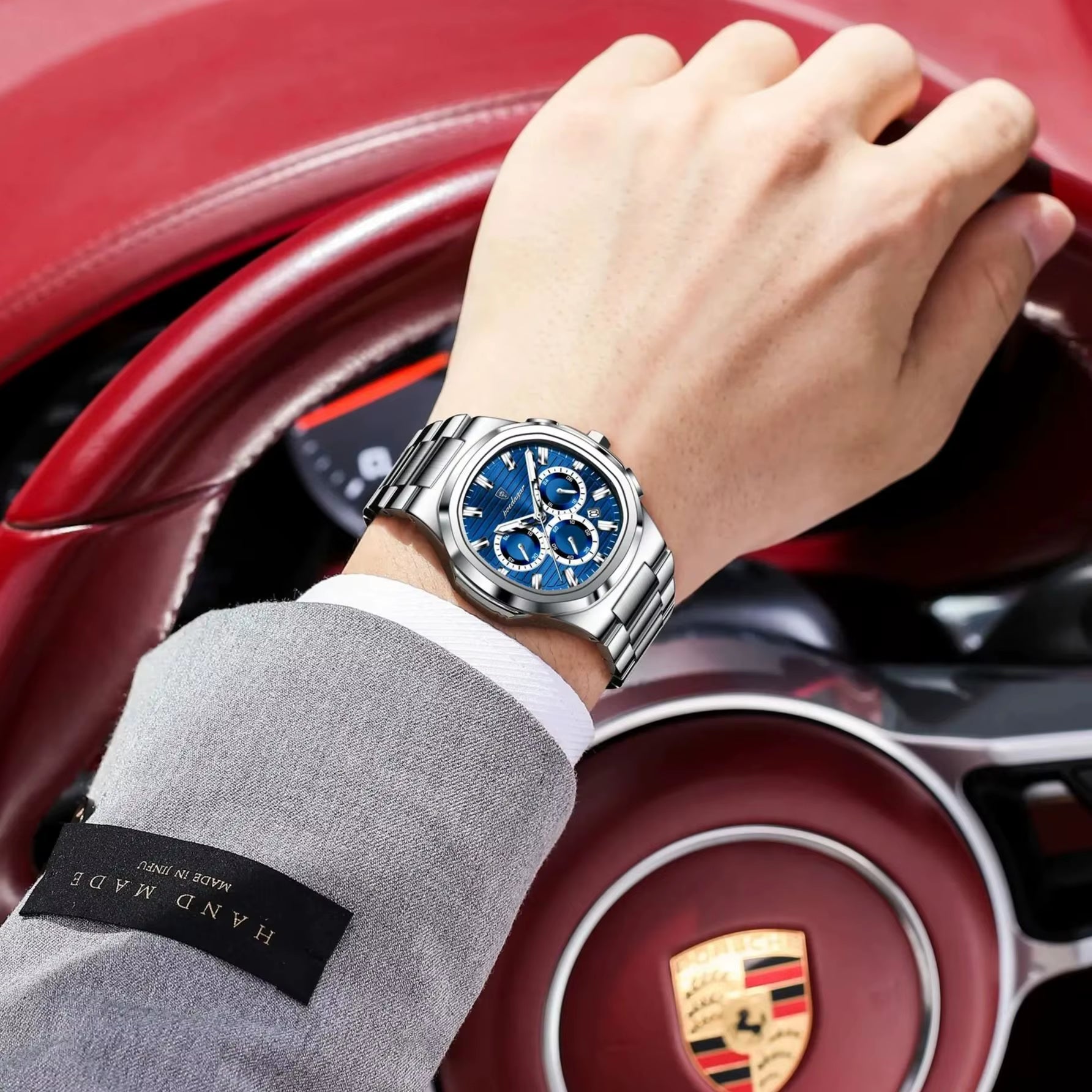 Luxury Luminous Men's Quartz Wristwatch - Business Casual Stainless Steel Chronograph with Waterproof Features