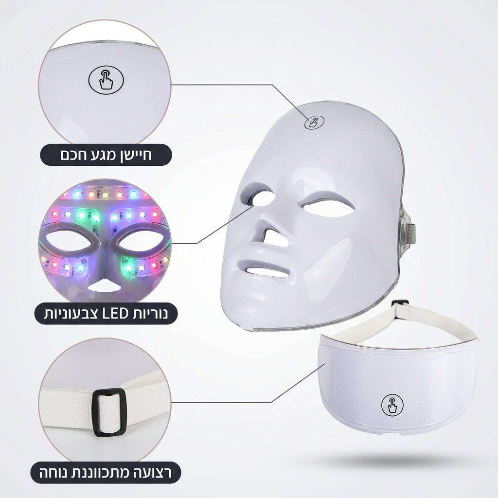 מסכת LED לבנה לטיפוח הפנים