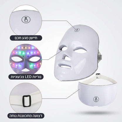 מסכת LED לבנה לטיפוח הפנים
