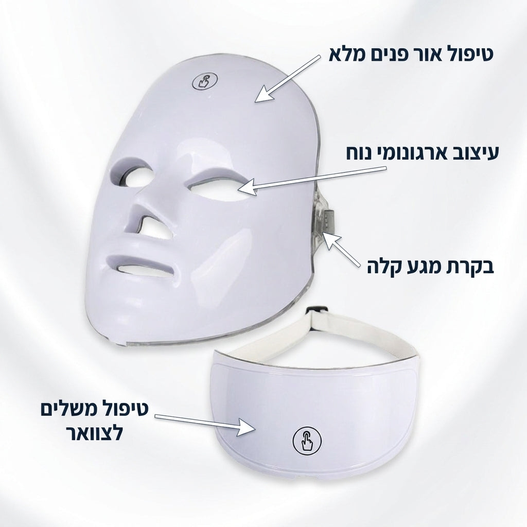 מסכת LED לבנה לטיפוח הפנים