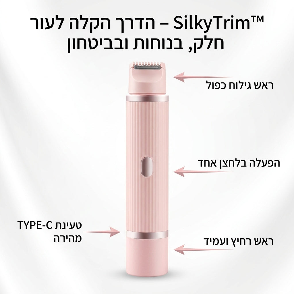 מכשיר גילוח חשמלי לנשים עם ראש כפול להסרת שיער מהפנים והגוף, לגילוח עדין, מהיר וללא כאב, מתאים לאזורי בית השחי, הרגליים והביקיני.