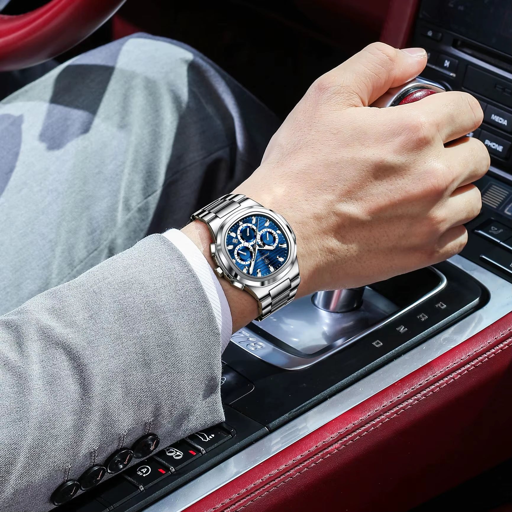 Luxury Luminous Men's Quartz Wristwatch - Business Casual Stainless Steel Chronograph with Waterproof Features